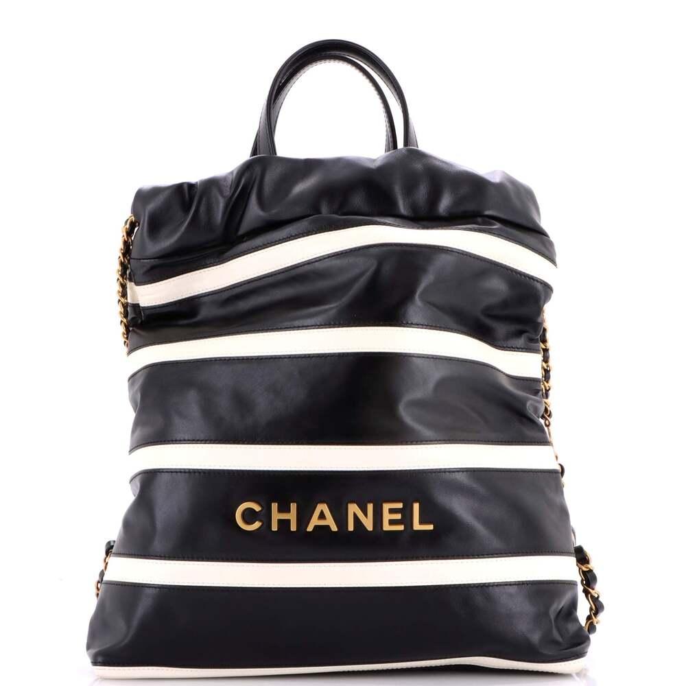 Chanel 22 Chain Backpack Striped Shiny #256590C49B